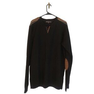 St Patrick Sweater Men's Size 3XL Black Brown Elbow Pads Long Sleeves